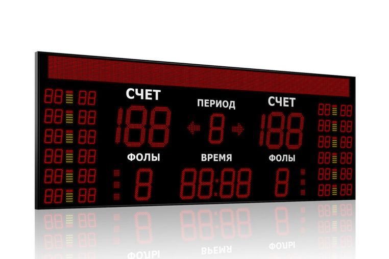 Табло для баскетбола Импульс 731-D31x6-D24x7-S16x288xP10-L12xD10x4-L12xS5-S6-A2 