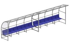Скамейка для запасных игроков с навесом на 15 посадочных мест SportWerk SpW-SZ-15C