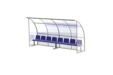 Скамейка для запасных игроков на 4 места, открытые боковины Ellada М999
