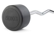 Штанга неразборная обрезиненная 50 кг. Изогнутый гриф. VictoryFit VF-DX5500
