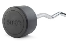 Штанга неразборная обрезиненная 50 кг. Изогнутый гриф. VictoryFit VF-DX5500