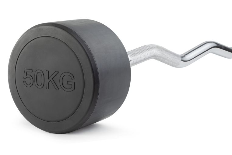 Штанга неразборная обрезиненная 50 кг. Изогнутый гриф. VictoryFit VF-DX5500 