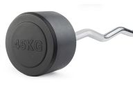Штанга неразборная обрезиненная 45 кг. Изогнутый гриф. VictoryFit VF-DX5450