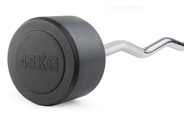 Штанга неразборная обрезиненная 45 кг. Изогнутый гриф. VictoryFit VF-DX5450 