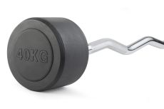 Штанга неразборная обрезиненная 40 кг. Изогнутый гриф. VictoryFit VF-DX5400