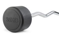 Штанга неразборная обрезиненная 35 кг. Изогнутый гриф. VictoryFit VF-DX5350