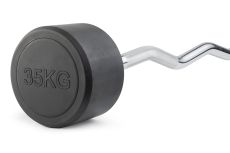 Штанга неразборная обрезиненная 35 кг. Изогнутый гриф. VictoryFit VF-DX5350