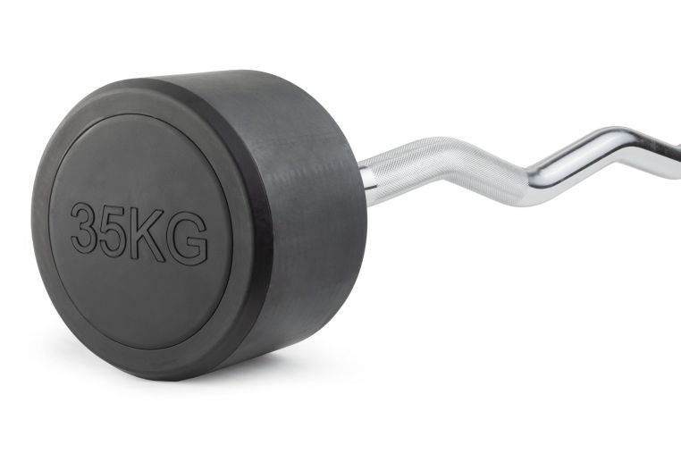 Штанга неразборная обрезиненная 35 кг. Изогнутый гриф. VictoryFit VF-DX5350 