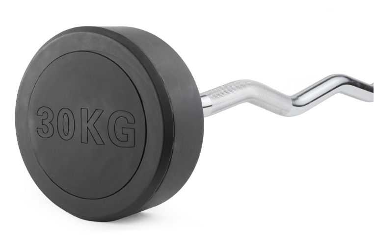 Штанга неразборная обрезиненная 30 кг. Изогнутый гриф. VictoryFit VF-DX5300 