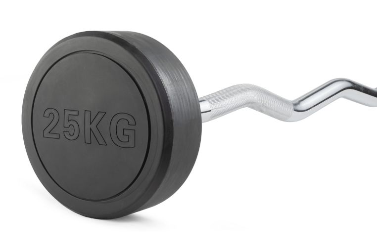 Штанга неразборная обрезиненная 25 кг. Изогнутый гриф. VictoryFit VF-DX5250 