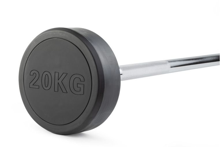 Штанга неразборная обрезиненная 20 кг. Прямой гриф. VictoryFit VF-DX4200 