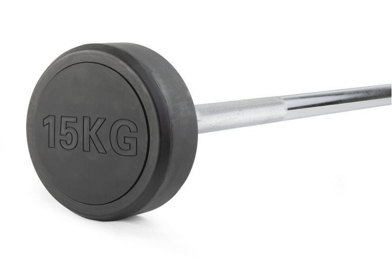 Штанга неразборная обрезиненная 15 кг. Прямой гриф. VictoryFit VF-DX4150 