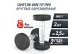 Гантель UNIX Fit PRO круглая обрезиненная 2,5 кг, 2 шт. фото 1