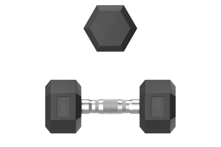 Гантель гексагональная UNIX Fit обрезиненная 7,5 кг, 2 шт. фото 8