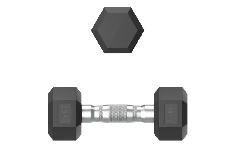 Гантель гексагональная UNIX Fit обрезиненная 2,5 кг, 2 шт. фото 8
