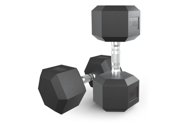 Гантель гексагональная UNIX Fit обрезиненная 20 кг, 2 шт. 