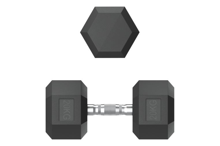 Гантель гексагональная UNIX Fit обрезиненная 20 кг, 2 шт. фото 8