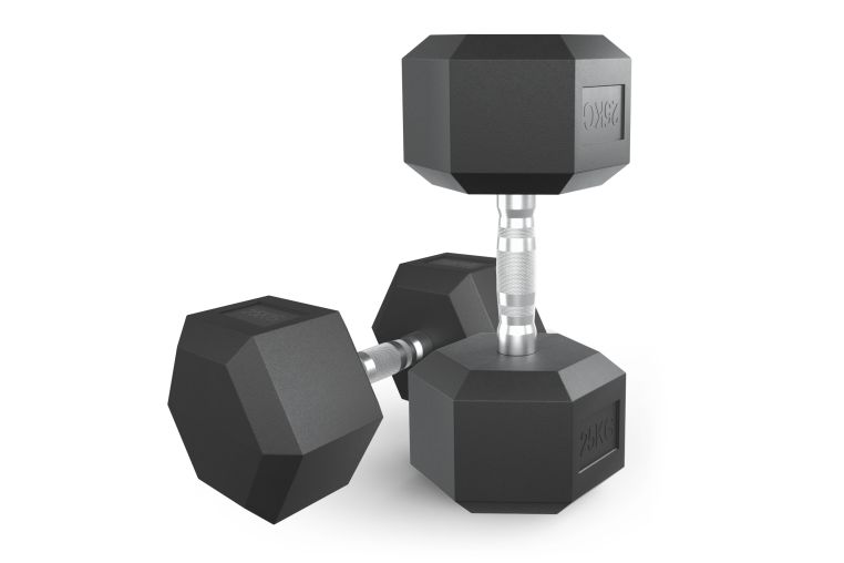Гантель гексагональная UNIX Fit обрезиненная 25 кг, 2 шт. 
